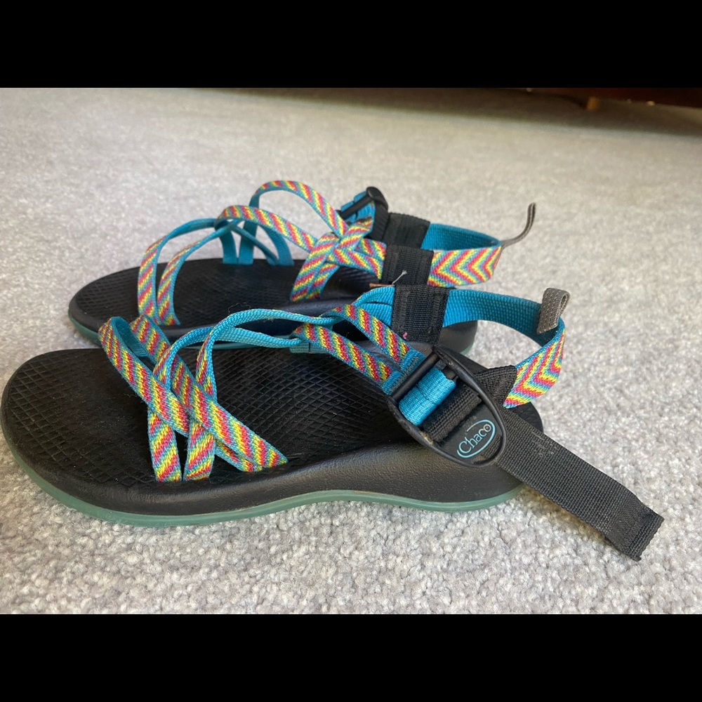 Lightly Worn Rainbow Patterned Chaco’s - image 2